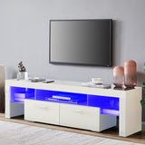 Nrizc White LED TV Stand for 75 Inch TV, High Gloss Entertainment Center with Storage Drawer, Console Table for Living Room, Bedroom Nrizc