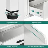 YITAHOME Dressers with LED Lights, 6 Drawer Dressers & Chests of Drawers, Modern Wood Dresser with Open Shelf Storage for Room, Entryway, Hallway, White YITAHOME