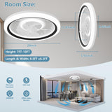 Ceiling Fans with Lights and Remote, 20 Inch Low Profile Ceiling Fans,DC Quiet Motor Stepless Dimmable 6 Speeds,Modern Flush Mount Fan Lights for Bedroom and Living Room, Black Spnoid