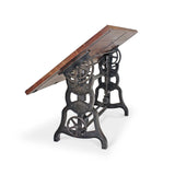 Rustic Deco Shoemaker Drafting Table Desk - Adjustable Height Iron Base - Tilt Top Rustic Deco