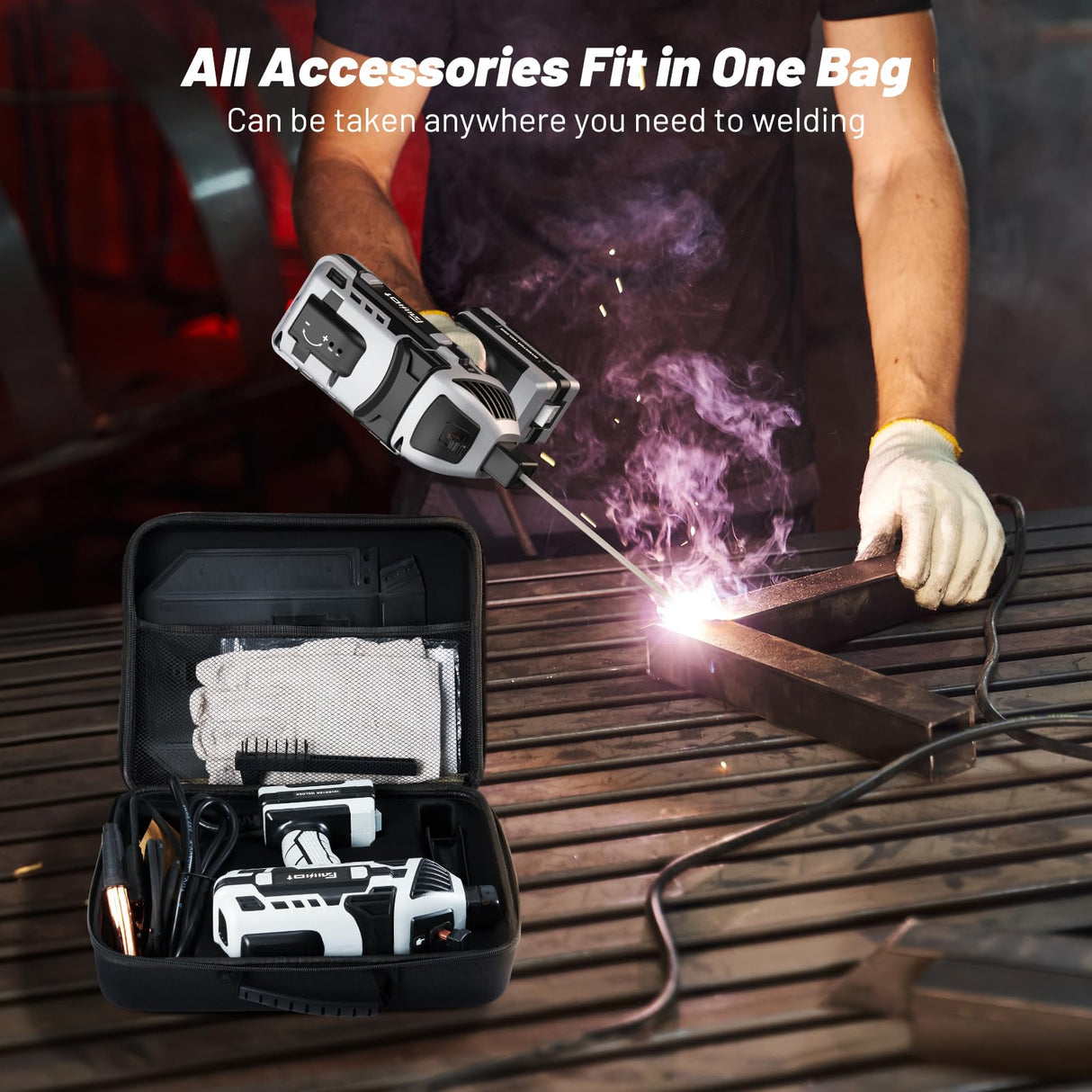 Faiuot Portable Welding Machine,110V Handheld Welder with IGBT Inverter 6 Variable Current Adjustment, Portable ARC Welder Gun Fits for 3/32"-1/8" Wire rods Electric Stick Welder Machine Kit (Grey) Faiuot