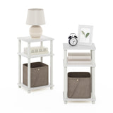 Furinno Just 3-Tier Turn-N-Tube Nightstand, 2-Pack, White/White Furinno