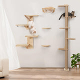 FUKUMARU Cat Wall Shelves, 2 Platform Cat Wall Furniture, Tree Shape Wall-Mounted Cat Floating Shelf with Sisal Mat, Solid Rubber Wood Cat Perch for 16 Inch Drywall, Suitable for Climb, Play, Nap FUKUMARU
