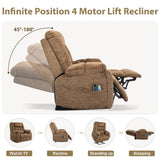 SINCRUMI 4-Motor Power Lift Chairs for Elderly with Heat & Massage, Infinite Position Adjustable Headrest, Lumbar and Footrest, Wide Seat Lay Flat Recliner with Hidden Cup Holders, Brown SINCRUMI