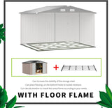 Aoxun Outdoor Storage Shed, 7.6 x 9.7 FT, Garbage Can, Outdoor Metal Shed for Tool, Garden, Bike, Placed in Patio, Garden Brown Base Included Aoxun