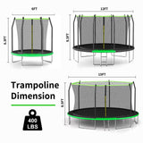 AOTOB 12 FT Kids Toddler Trampoline with Enclosure & Ladder, W-Shaped Leg with 70 pcs Springs for Maximum Elasticity - Perfect for Outdoor and Indoor Fun! AOTOB