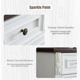 BOSHIRO Farmhouse 10 Drawers Dresser, Dressers for Bedroom, 59" Wide Wood Rustic Chest of Drawers with Carved Pilasters, Storage Organizer, Living Room, Hallway, Antique White BOSHIRO