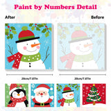 MEIYUDA Framed 4Pack Christmas Paint by Number Kit for Kids, Santa Claus and Snowman Paint by Numbers for Kids Age 4-8-12, Children DIY Acrylic Oil Painting for Home Wall Decor 8x8in MEIYUDA