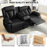 WISHDEER Loveseat Recliner Sofa, RV Recliner Couch, Manual Reclining Loveseat with Console for Living Room, Home Theater Seating with AC/USB C/USB and Drawer (Black, Loveseat with Console) WISHDEER
