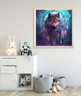 Diymood Paint by Numbers for Adults Wolf, DIY Oil Painting Dreamcatcher Acrylic Paint by Number Kits for Kids Adults Beginner for Home Wall Decor 20x20 inch Diymood