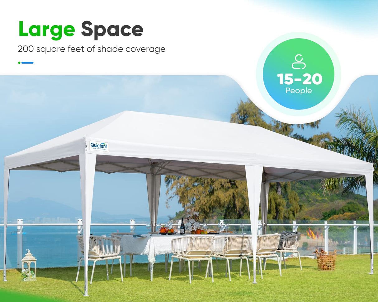 Quictent 10x20 Pop up Canopy Tent, Easy Setup and Wheeled Bag for Commercial, Outdoor, Camping, Parties, Markets and Instant Shelter Quictent