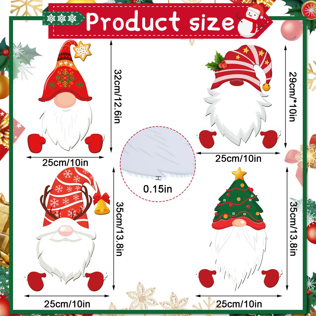 4 Pcs Christmas Fence Peeker Decoration Garden Yard Decorations Xmas Outdoor Garden Fence Sign Ornament Christmas Peeker Art for Holiday Patio Home Decor(Novel Style) Amyhill