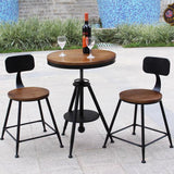 FUBIRUO Dia 19.7" Round Pub Table Height Adjustable with 360 Swivel Solid Wood Tabletop for Dining Bistro Cafe Home Bar, Rustic Brown FUBIRUO