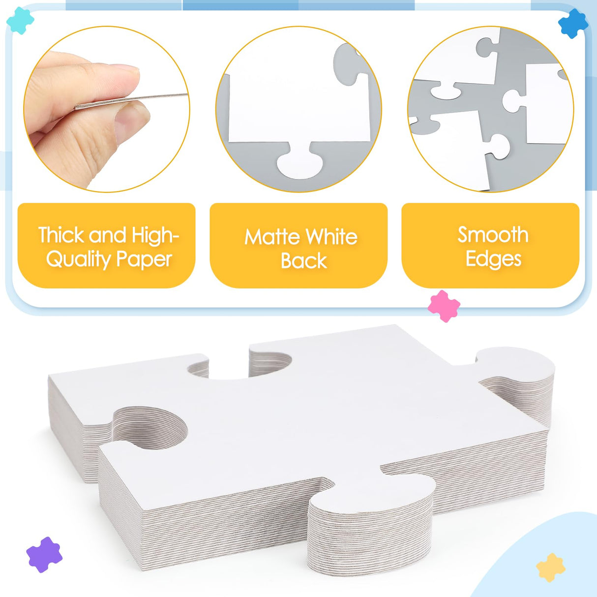 Sonwyoung 30 Pcs Large White Blank Cardboard Puzzles to Draw on 8 x 9 Inch Make Your Own Jigsaw Puzzle Pieces Giant Double Puzzle Blank White Papers for Kids Adult DIY Arts and Crafts Projects Sonwyoung