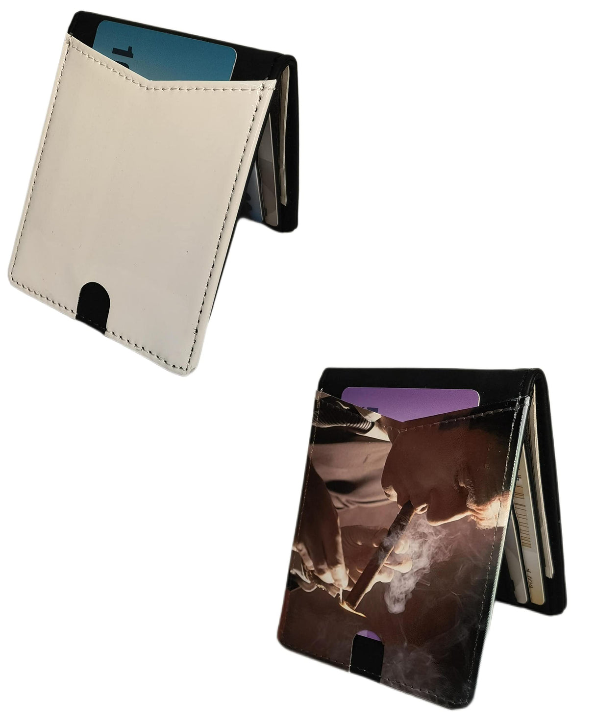 2 Pieces Sublimation Wallet Blank Leather Men's Money Clip Front Pocket slim Bi-fold DIY Craft (Black) WoodArtSupply