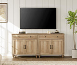 WAMAPT Buffet Cabinet with 4 Doors and 2 Drawers, Large Coffee Bar Table Wood Kitchen Storage Cabinets with Storage Cabinets, Modern Farmhouse Sideboard Credenza for Dining Room, Oak, 68 inch WAMPAT