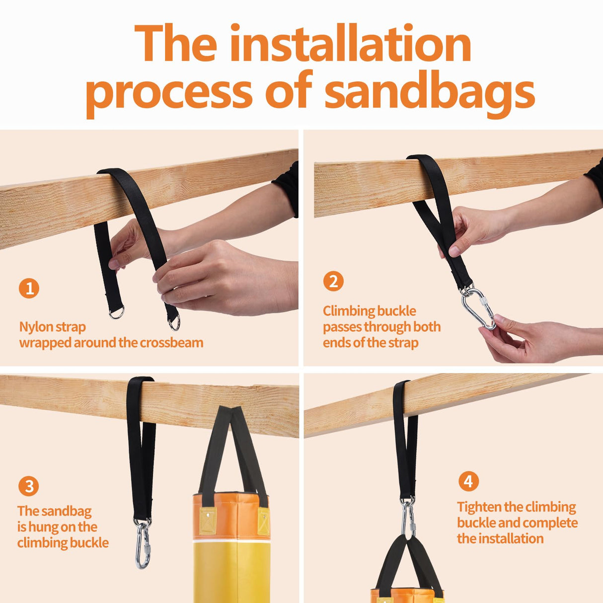 ChengFu Heavy Bag Hanger, Punching Bag Hanger, Heavy Bag Mount, Punching Bag Stand for Heavy Bag, Heavy Bag Strap Hanger for Home Gym Training Workout (1 pcs) ChengFu