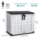 YITAHOME Light Gray Resin Tool Shed, 36 Cu Ft Waterproof Outdoor Horizontal Storage, Weather-Resistant Utility Shed with Air Vent for Trash and Lockable Doors, Garden Tools YITAHOME
