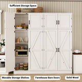 Unikito 71” Tall Storage Cabinet, Farmhouse Kitchen Pantry Cabinet with Adjustable Shelves and Barn Doors, Large Bathroom Storage Cabinet, Storage Cupboard for Dinning, Living Room, Office, 2 Pack Unikito
