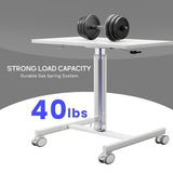 GallopFun Mobile Laptop Standing Desk Adjustable Height, Small Mobile Desk Workstation with Wheels, Portable Rolling Computer Desk Cart for Home Office Classroom (White) GallopFun