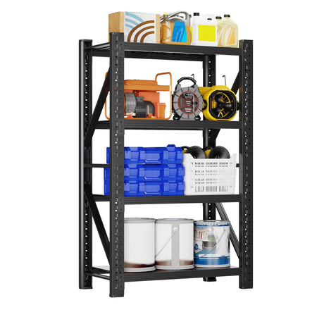 CXUZCZ 3000LBS Garage Shelving 32" W Garage Shelving Heavy Duty 4-Tier Metal Storage Shelves Adjustable Shelf Unit Storage Rack for Basement Supermarket Warehouse 32" W x 20" D x 63" H Black CXUZCZ