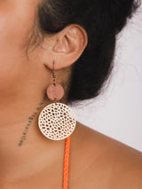 MINACHI Bohemian Natural Wood Cut-Out Disc Dangle Drop Earrings, Boho Chic Hippie Jewelry Gift for Women MINACHI