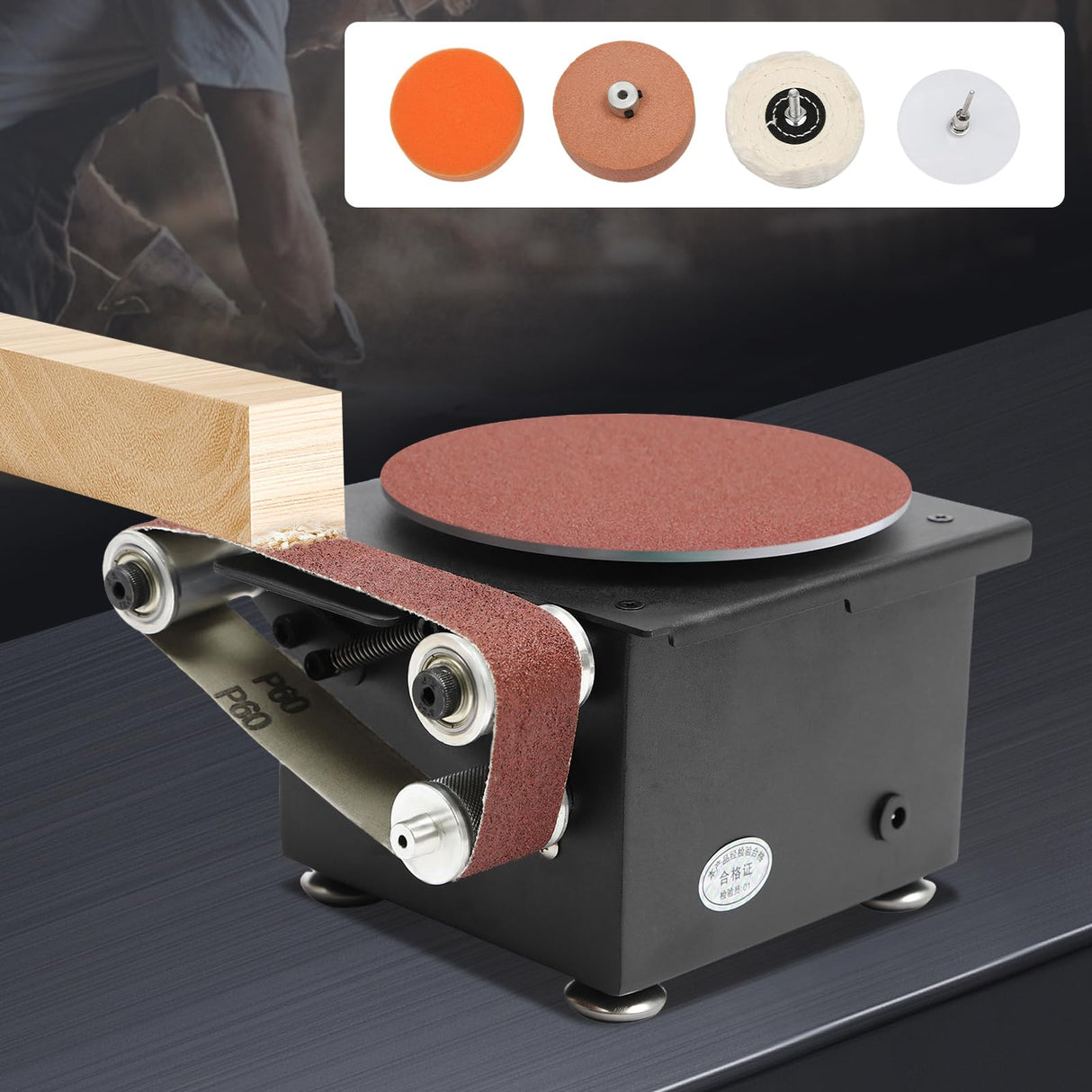 Mini Belt Disc Sander, 100W 8500RPM Bench Grinder Small Spindle Sander Machine for Wood Metal Stone Diy Grinding XUFOPLY