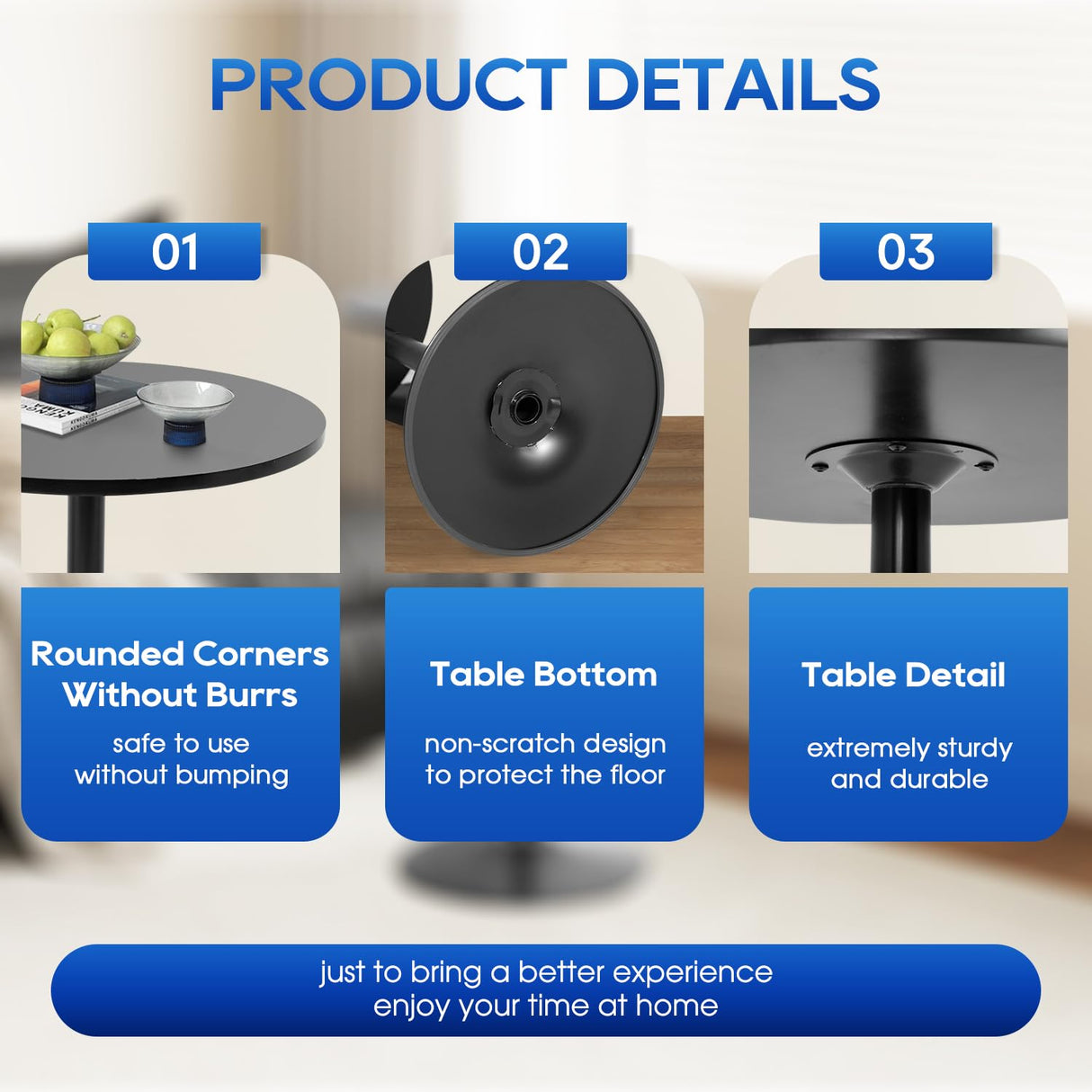 FDW Pub Table 40 Inch Height Cocktail Table Round Bistro Bar Table for Home and Kitchen Dining FDW