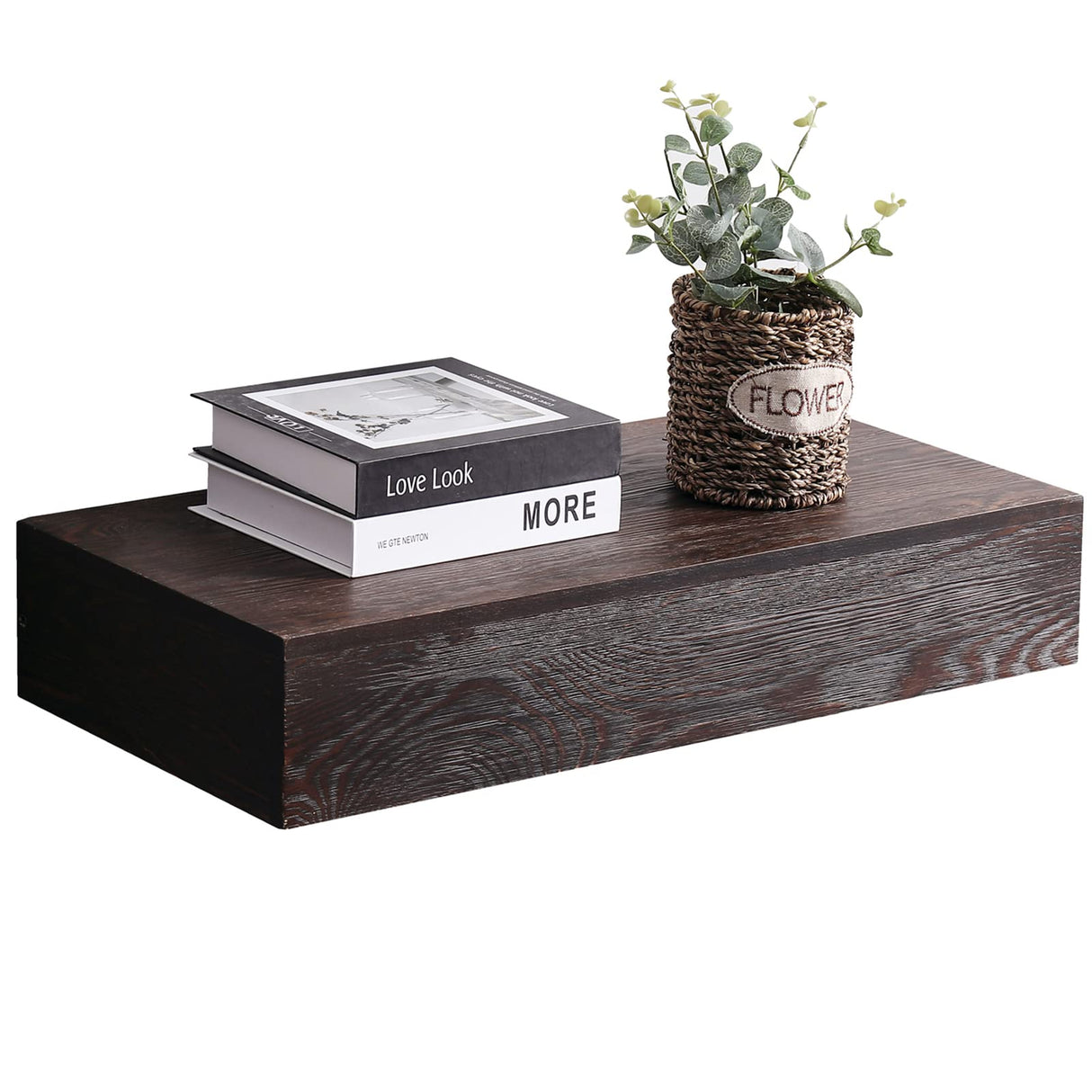 LAPTAIN Husband Gift-Rustic Floating Shelf with Hidden Compartment for Gun Storage, Wall Shelves for Living Room Décor, Wooden Concealment Shelf, RFID Lock, Espresso LAPTAIN