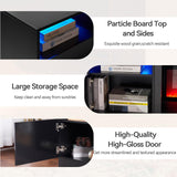 oneinmil Fireplace TV Stand with 36" Electric Fireplace, LED Light Entertainment Center, Modern Wood Texture Entertainment Stand with Highlight Storage Cabinet for TVs Up to 80", 70 inches, Black oneinmil
