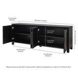 Henn&Hart Rectangular TV Stand for TV's up to 80" in Black Grain, TV Stands for the Living Room Henn&Hart