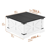 VVFLU Farmhouse Coffee Table with Storage, Square Center Table for Living Room, Rustic, Hinged Lift Top Soft Close, Wood, Large Hidden Storage, Modern, Metal Corner, White Black VVFLU