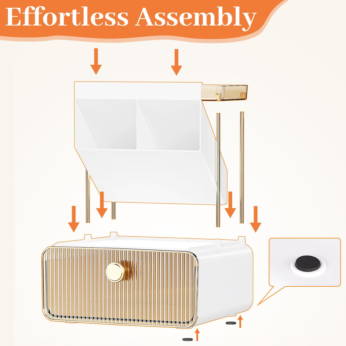 StackHelper 2-Tier 1-Drawer Bathroom Counter Organizer, Multi-Purpose Makeup Organizer Countertop, Ideal for Present, Easy to Install, Suitable as Bathroom Organizers and Storage, Amber StackHelper