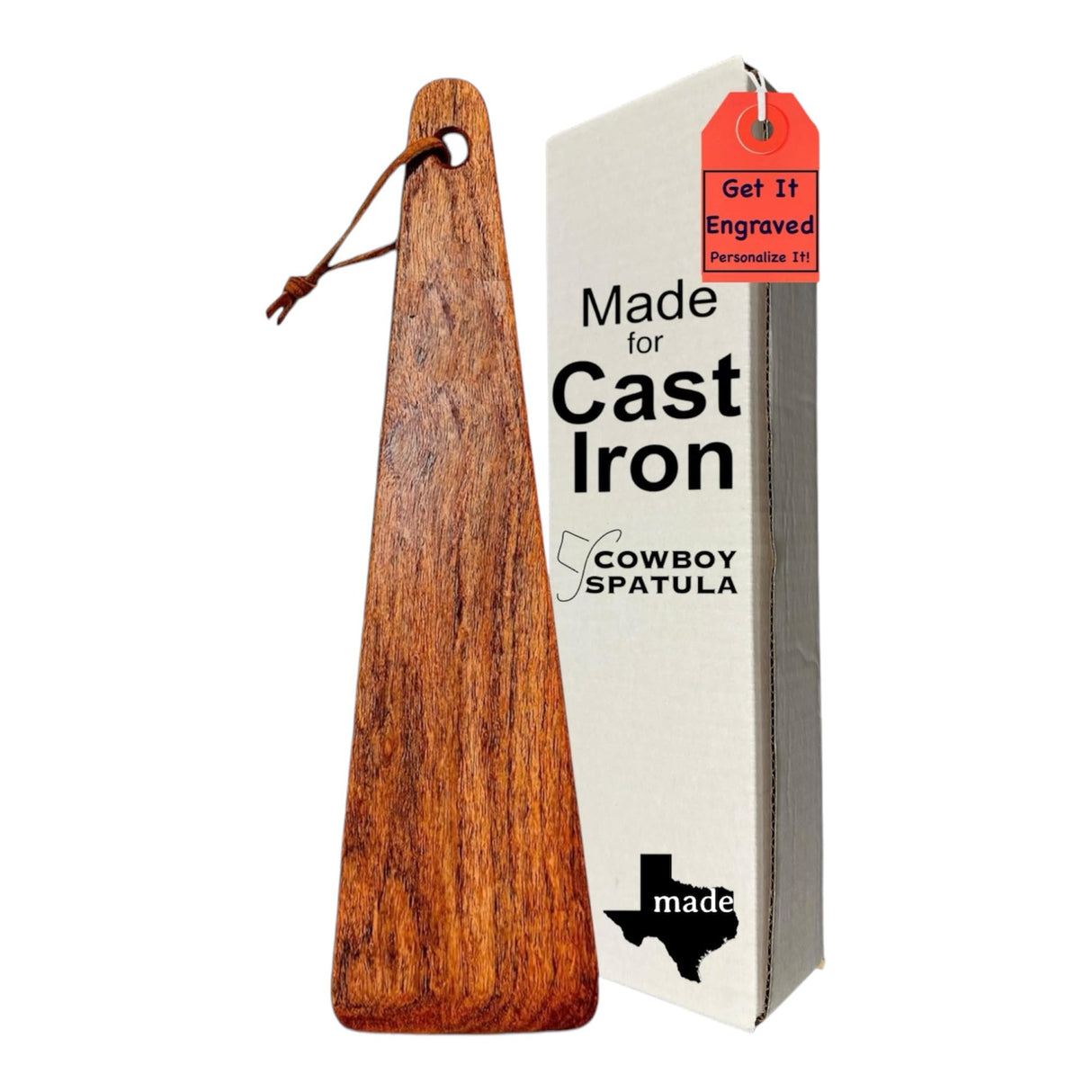COWBOY SPATULA Mesquite Wood Spatula - Original Handmade in Texas Made in USA For Non stick Frying Pan, Cast Iron Skillet, griddle, baking, stainless steel (Original - Plain - No personalization) Cowboy Spatula Company