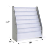 Humble Crew Kids Bookshelf 6-Tier Book Rack Organizer, Extra Large Toddler Bookcase with Fabric Storage Pockets, Front-Facing Display for Children’s Books, Grey/White, Nursery & Playroom Storage Humble Crew