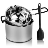 Double Boiler Pot Set, Stainless Steel Melting Pot with Silicone Spatula for Melting Chocolate, Soap, Wax, Candle Making (600ml and 1600ml) SONGZIMING