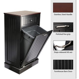 TOLEAD Tilt Out Trash Cabinet Free Standing 10 Gallon Recycling Trash Can Cabinet for Farmhouse Kitchen,Living Room, Dining Room, Black TOLEAD