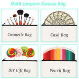 ZeeDix 8 Packs 8.3 x 5 inches Blank DIY Craft Bag Canvas - White Canvas Zipper Pouch Bags Multipurpose Cosmetic Bag Canvas Makeup Pouch with Zipper, Travel Toiletry Bag for Storage ZeeDix