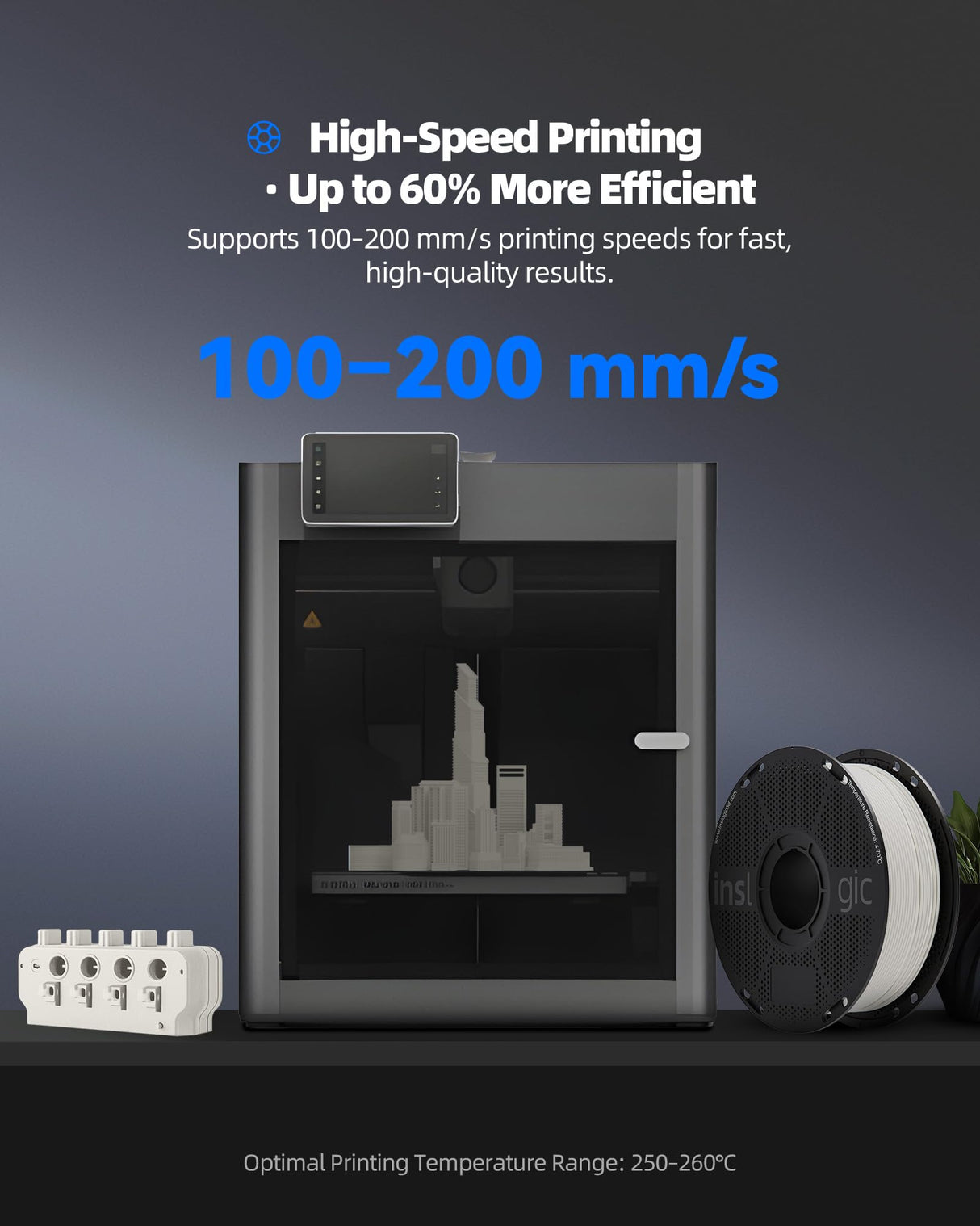 Inslogic ABS FR V0 Filament 1.75mm, Flame Retardant 3D Printer Filament, V0 Grade, Low Warping, Impact Resistant, 1kg Spool (2.2 lbs), Dimensional Accuracy ±0.03mm (Natural) Inslogic