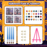 Vodolo 4 Pack Halloween Paint by Numbers Cat with Frame,Easy DIY Halloween Painting Kit Vodolo