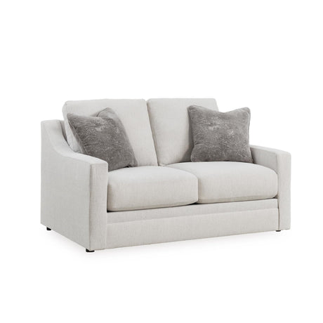 Signature Design by Ashley Maitelynn Contemporary Loveseat with Accent Pillows, Reversible Cushions and Sloped Arms, Light Gray Signature Design by Ashley
