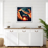 QINRUBB DIY Wolf Diamond Painting Kits, Full Drill Forest Diamond Art Painting Kits for Adults Beginners, DIY 5D Moon Painting by Numbers Dreamland Diamond Art Kits for Home Decor 12x12inch QINRUBB