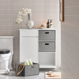 Haotian Bathroom Laundry Cabinet Freestanding Tilt-Out Hamper Storage Unit Narrow Bath Organizer with Removable Baskets, White BZR77-W Haotian