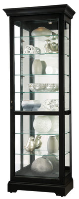 Howard Miller Chesterbrook III Curio Cabinet 680-660 – Black Satin Finish Home Decor, Seven Glass Shelves, Eight Level Display Case, Locking Door, No Reach Light Howard Miller