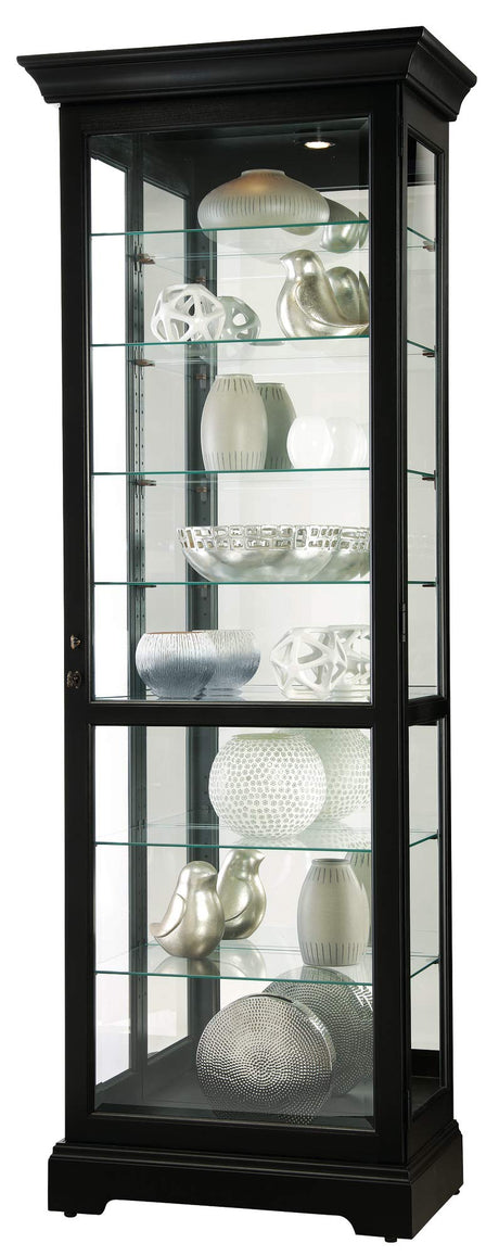 Howard Miller Chesterbrook III Curio Cabinet 680-660 – Black Satin Finish Home Decor, Seven Glass Shelves, Eight Level Display Case, Locking Door, No Reach Light Howard Miller