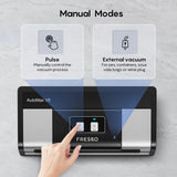 Fully Automatic Vacuum Sealer-Effortless Operation, 95Kpa Powerful Food Vacuum Sealer Machine with 2 Rolls Bags, Dry & Wet/Bag Cutter/External Vacuum, Silver Black FRESKO