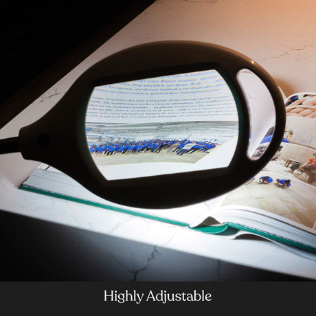 Brightech LightView Pro Magnifying Floor Lamp - Hands Free Magnifier with Bright LED Light for Reading - Work light With Flexible Gooseneck - Standing Mag Lamp Brightech