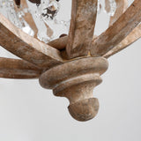 LOVEDIMA New 24" Wide Retro Rustic Weathered Wooden Globe Chandelier Crystal 5-Light Pendant Lighting LOVEDIMA