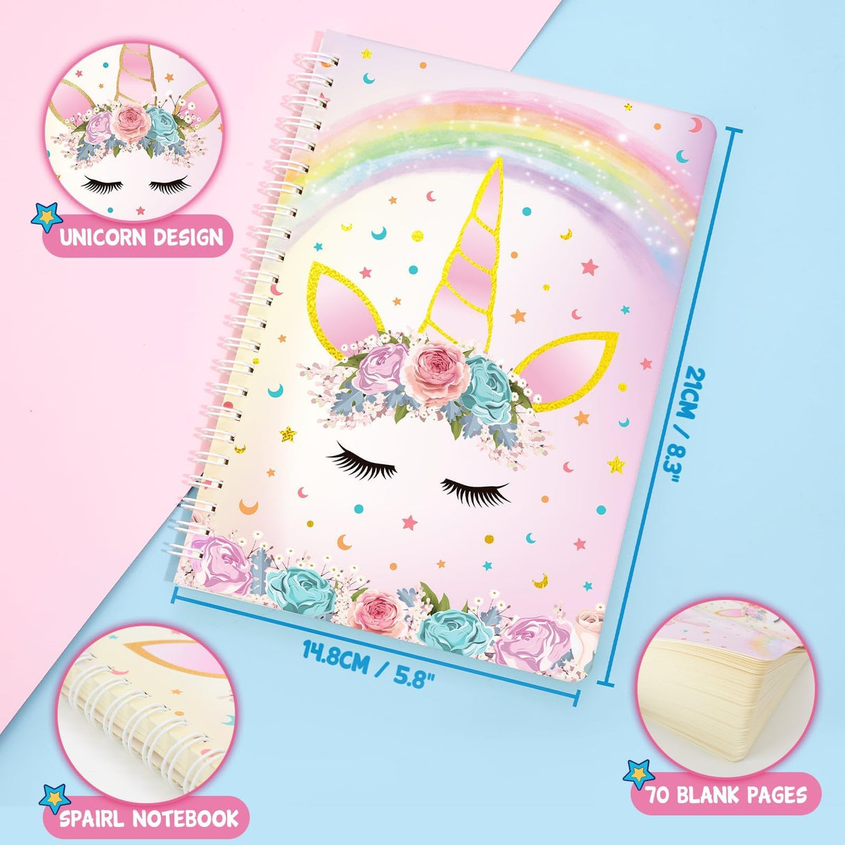 DIY Journal Kit for Girls - 66 Pcs Kids Unicorn Diary Set Girls Stationery Set Scrapbook Diary Journaling Art Crafts Set Unicorn Gift Kit School Supplies Birthday Gift for Girls Ages 8 9 10 11 12 Year Old WERNNSAI