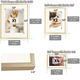 Golden State Art, 7 Pack, One 11x14, Two 8x10, and Four 5x7 Pictures. Aluminum Photos Frame for Wall or Tabletop Display (Gold) Golden State Art